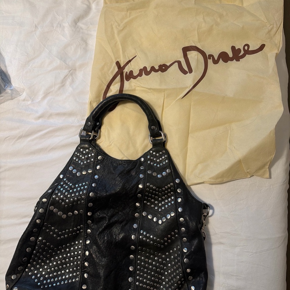 Junior Drake Black Studded Shoulder Bag